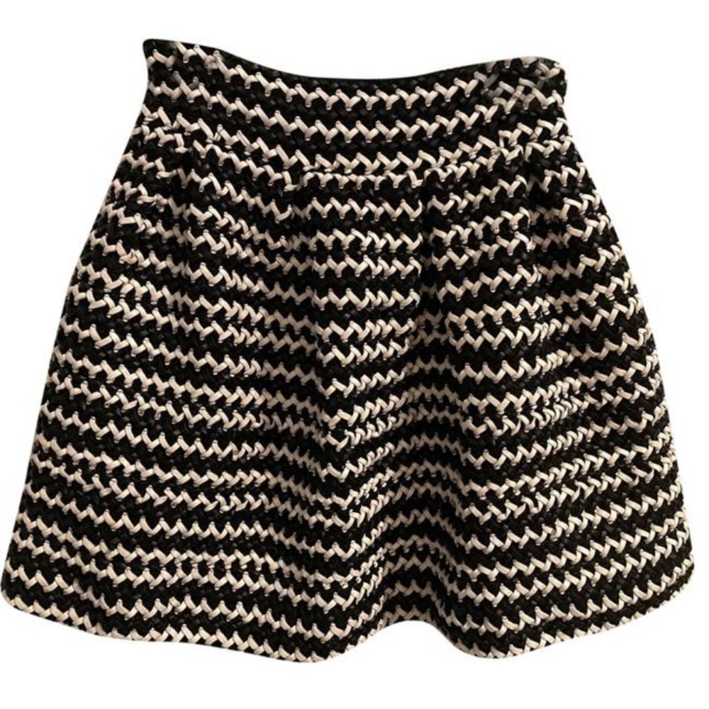 BEULAH white and black vegan leather woven skirt